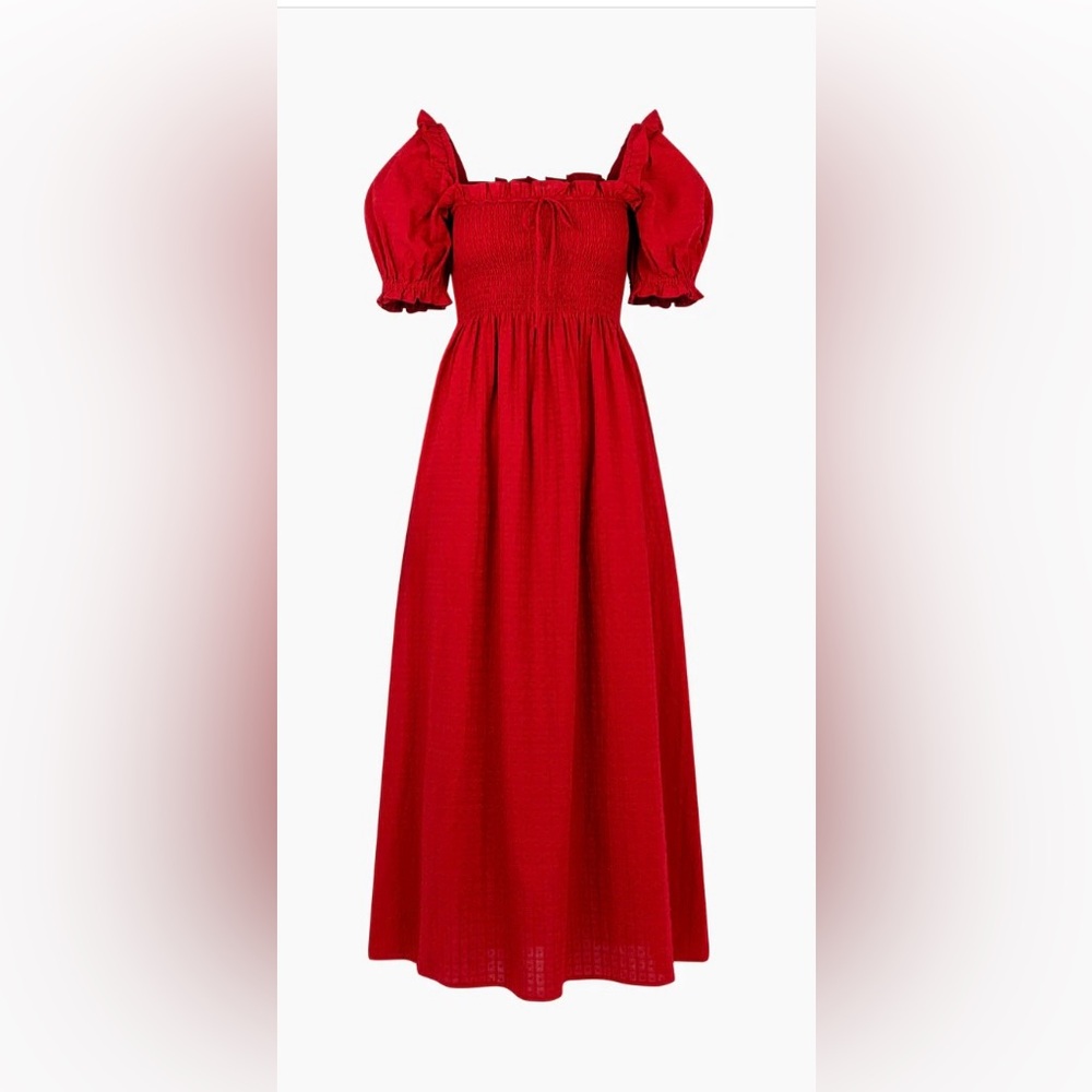 Scarlett Maxi - chili red textured clip dot